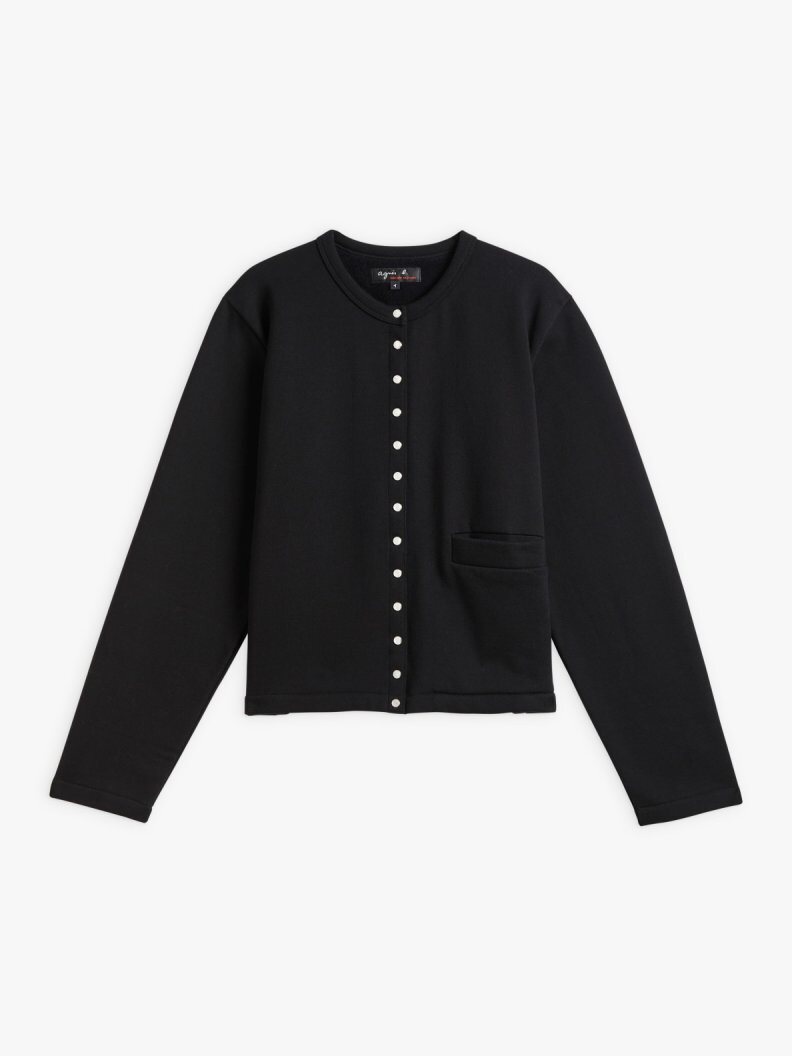 agnes b WOMEN'S COTTON FLEECE PHONE CARDIGAN