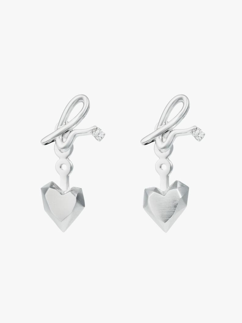 agnes b WOMEN'S  "CARVING OF LOVE" HEART FRONT-BACK EARRINGS