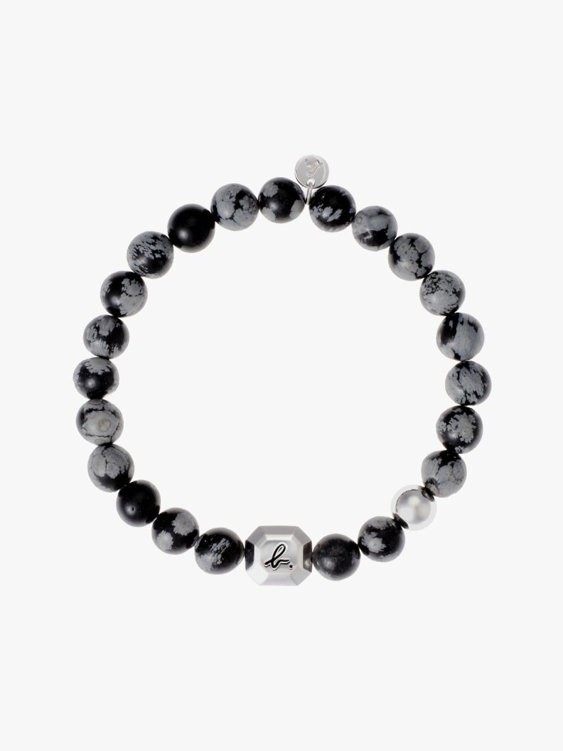 agnes b MEN'S  "CARVING OF LOVE" SNOWFLAKE STONE BRACELET
