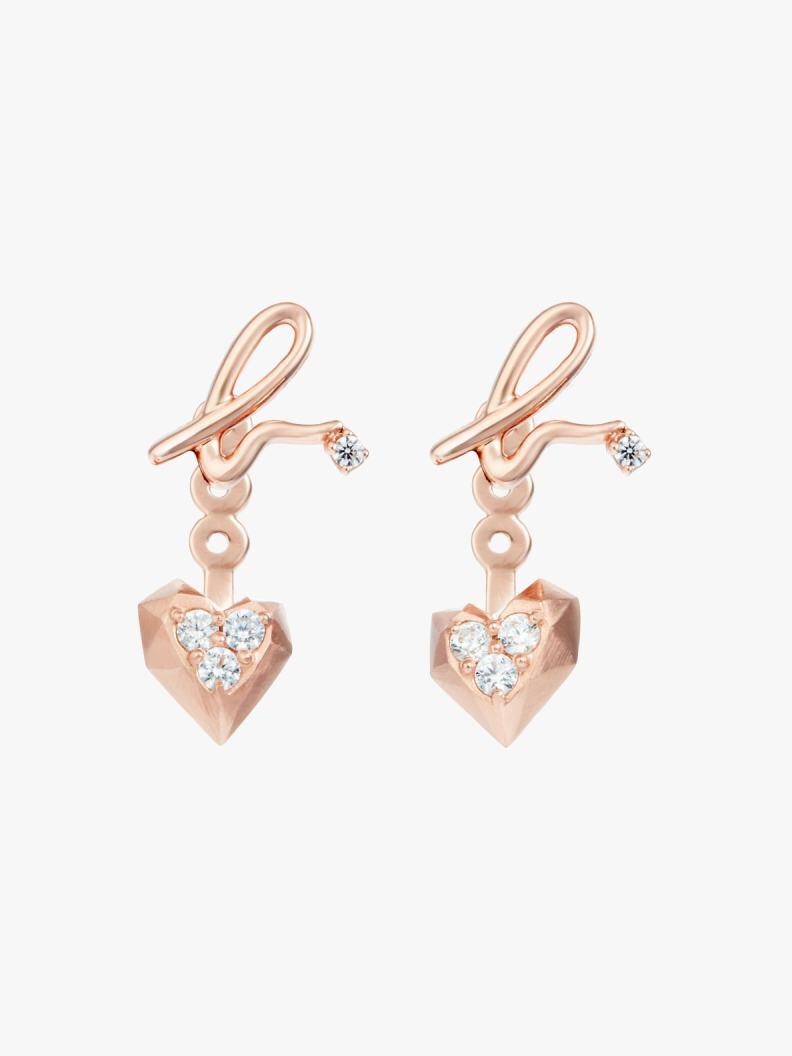 agnes b WOMEN'S  "CARVING OF LOVE" CRYSTAL HEART FRONT-BACK EARRINGS