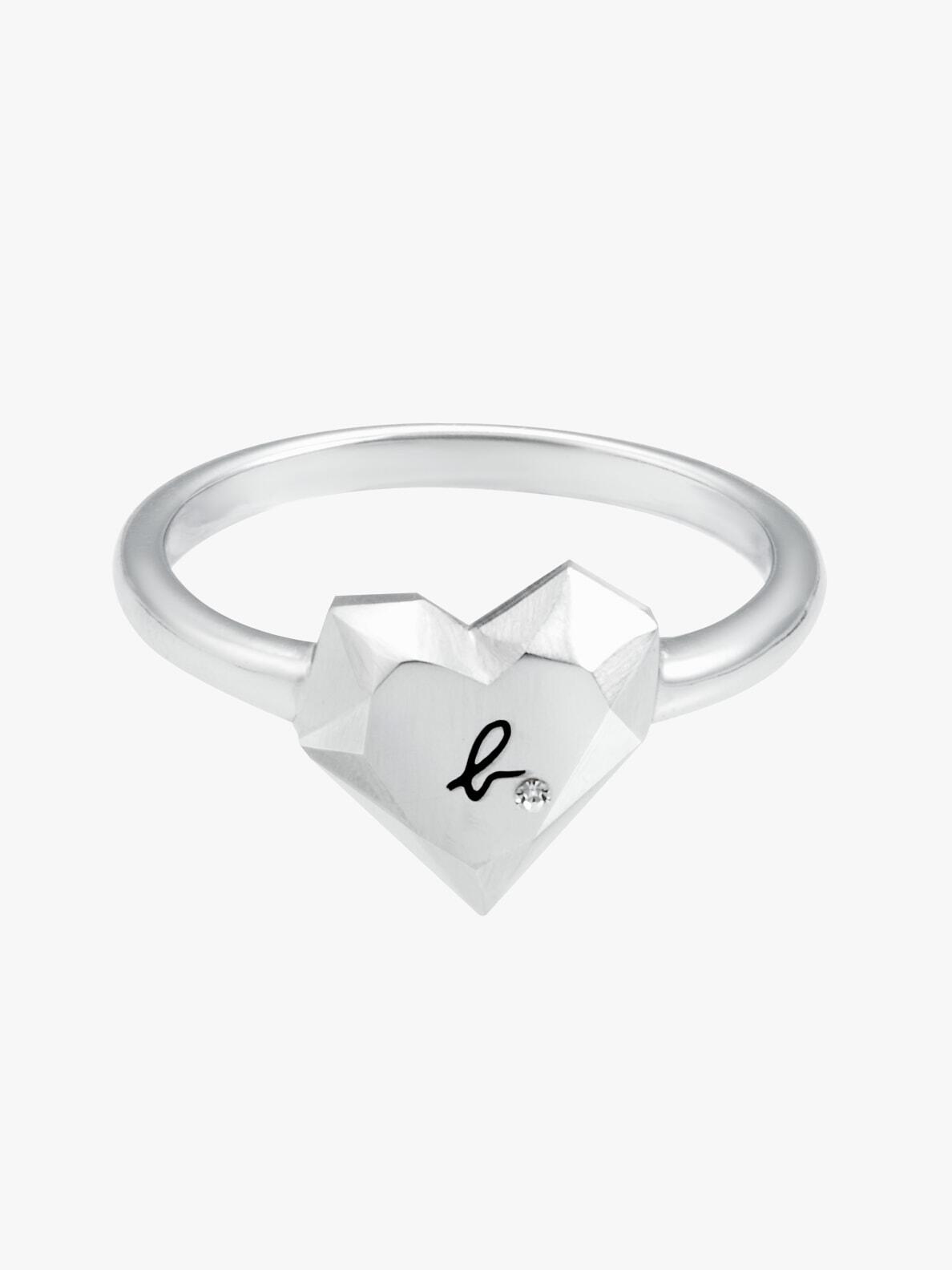 agnes b.★上品\"Carving of love\" ハート ロゴプレート リング agnes b.☆上品