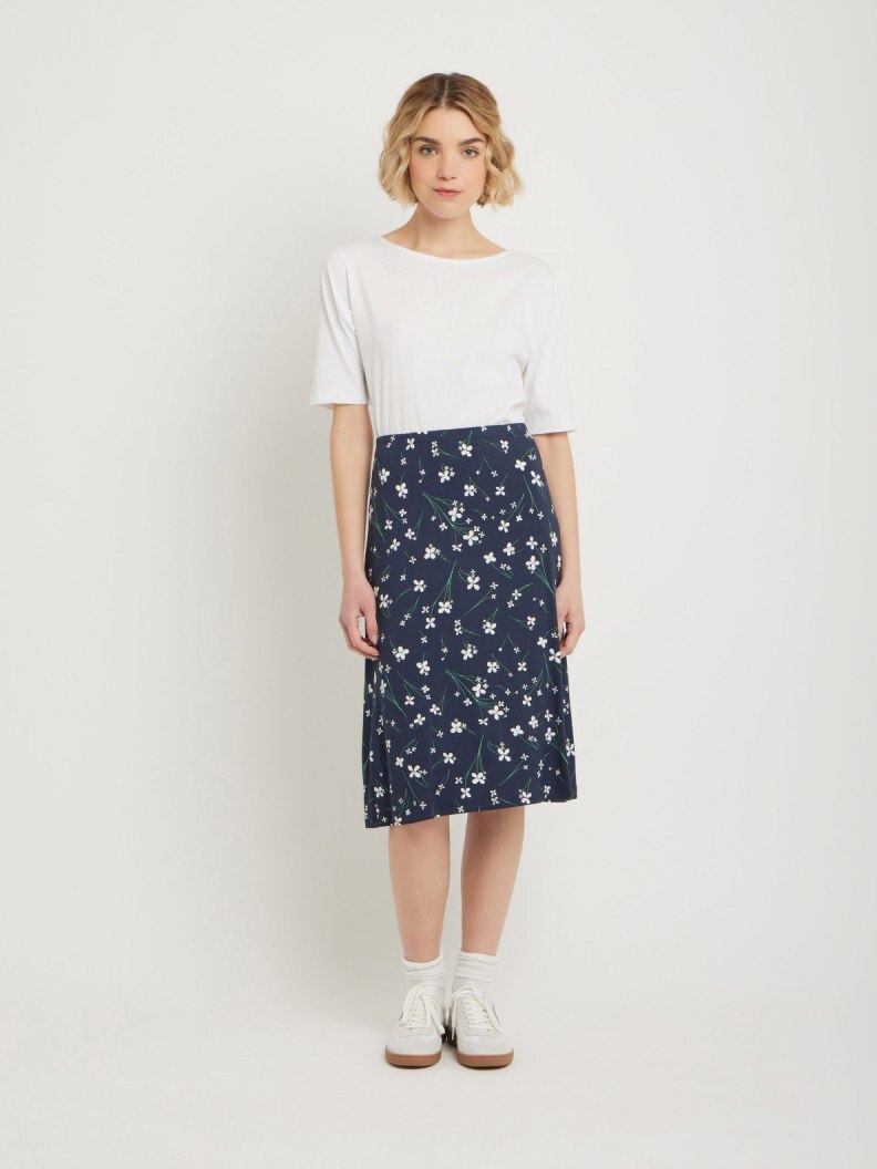 agnes b WOMEN'S VISCOSE JERSEY FLORAL PRINT AMANDE SKIRT