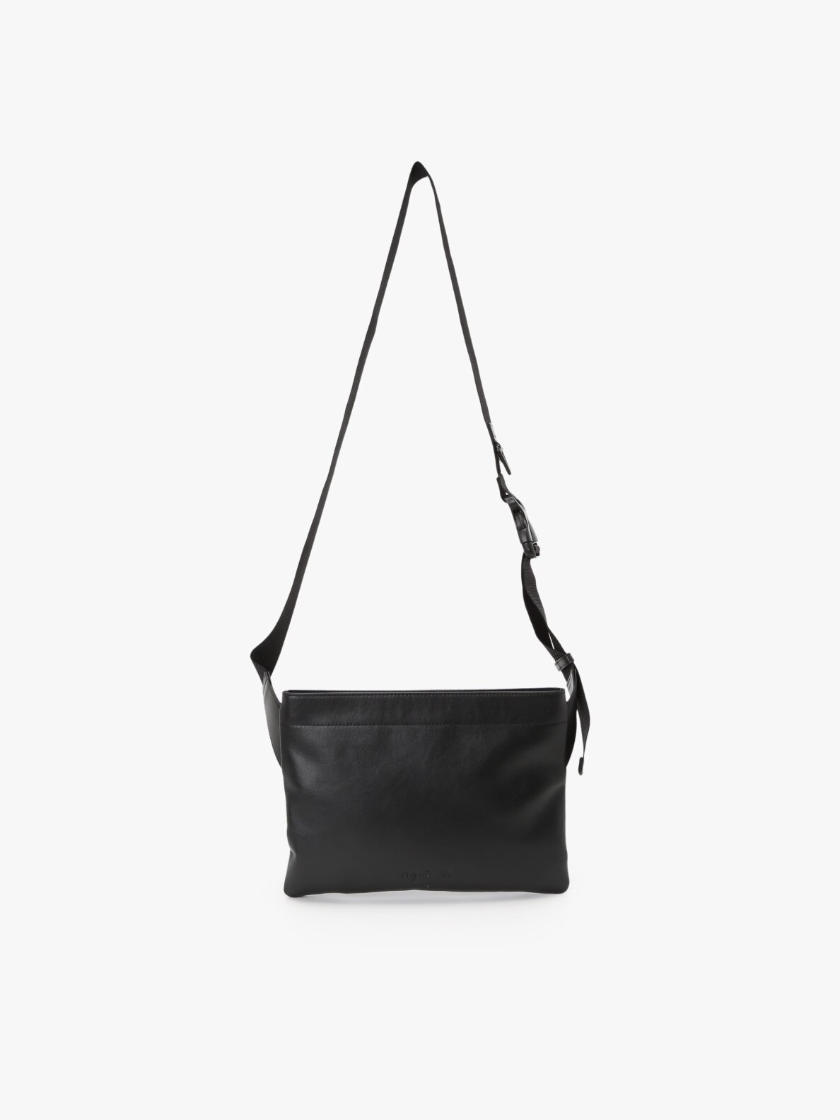 archive agnès b. leather shoulder bag black smooth leather shoulder bag