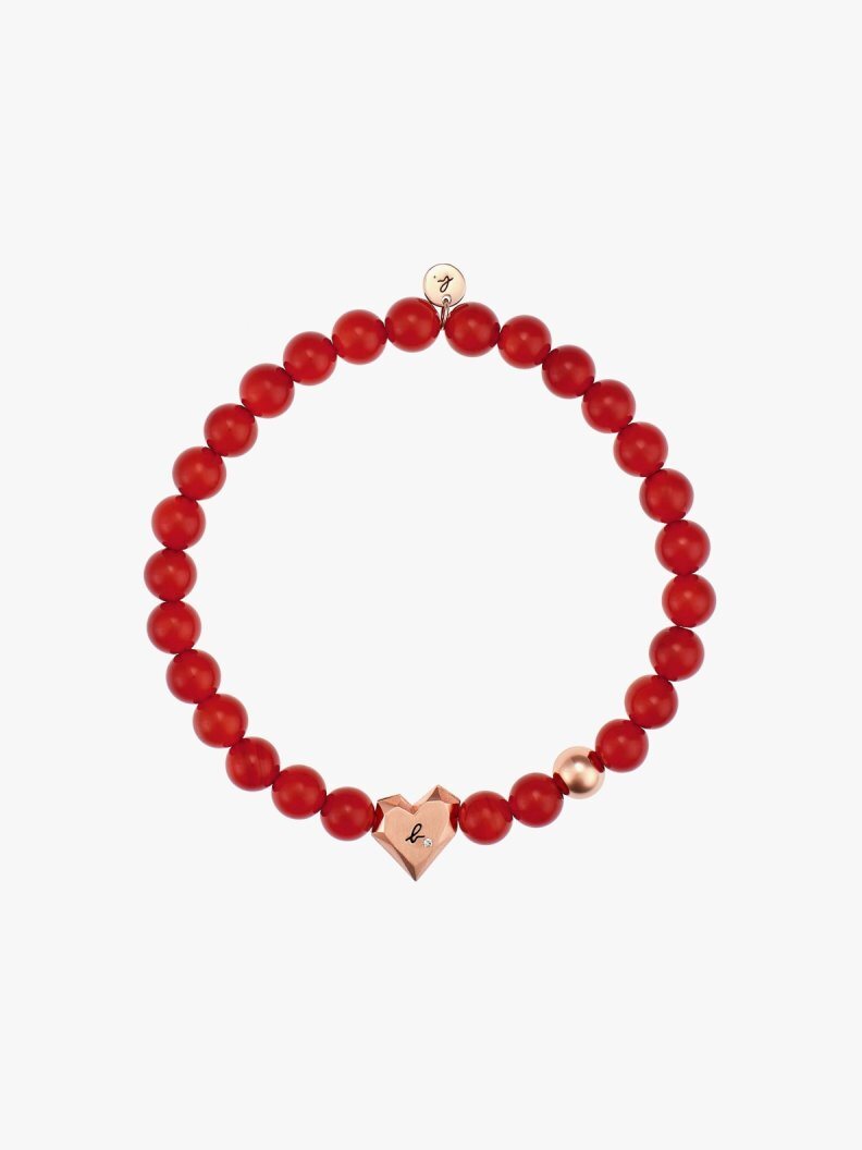 agnes b WOMEN'S  "CARVING OF LOVE" CARNELIAN HEART BRACELET