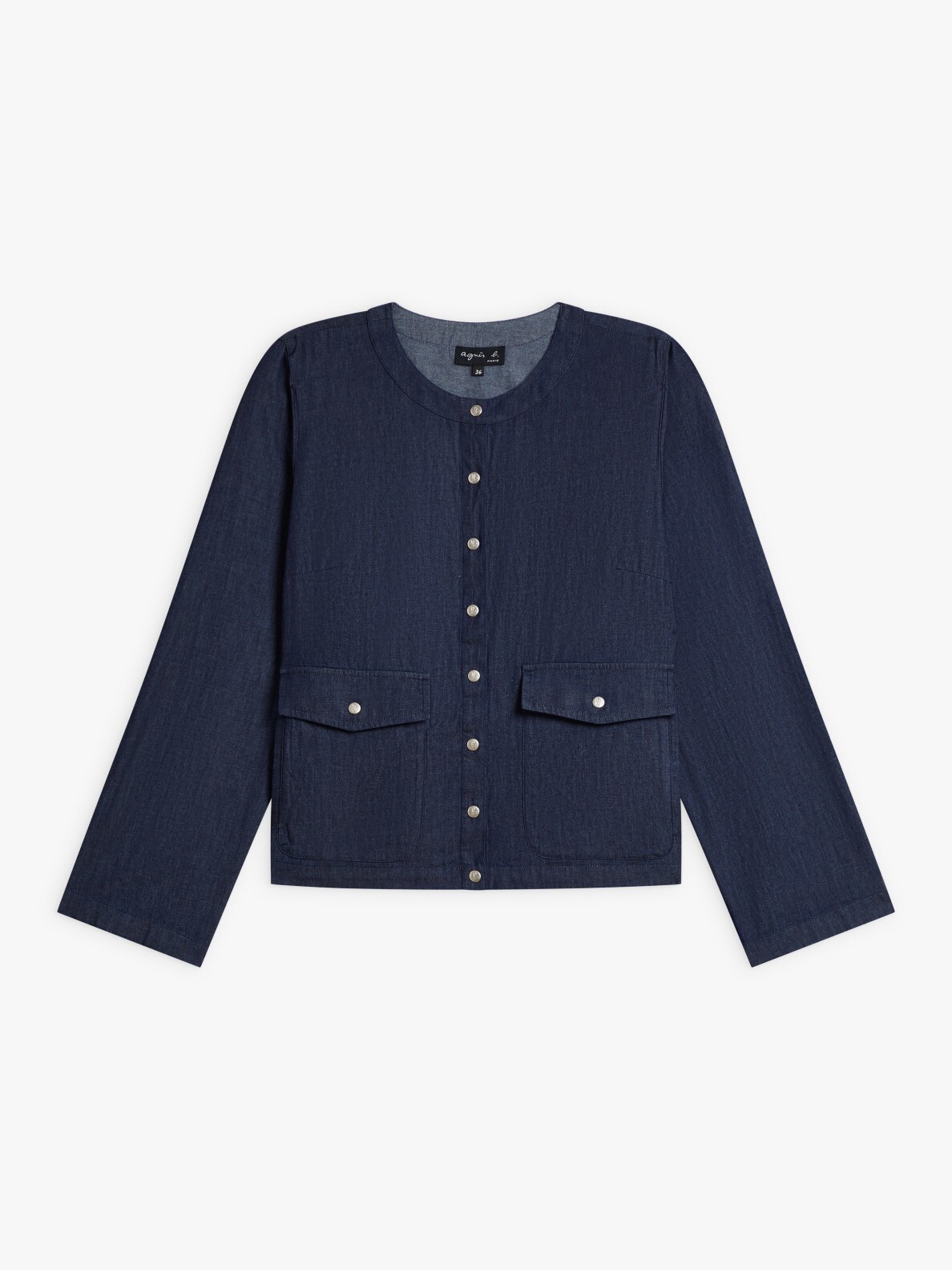⚫︎agnes b. フランス製 ダンガリー デニムコート 羽織り デニムダンガリー DENIM DUNGAREE ヘビーミリタリーモールスキン