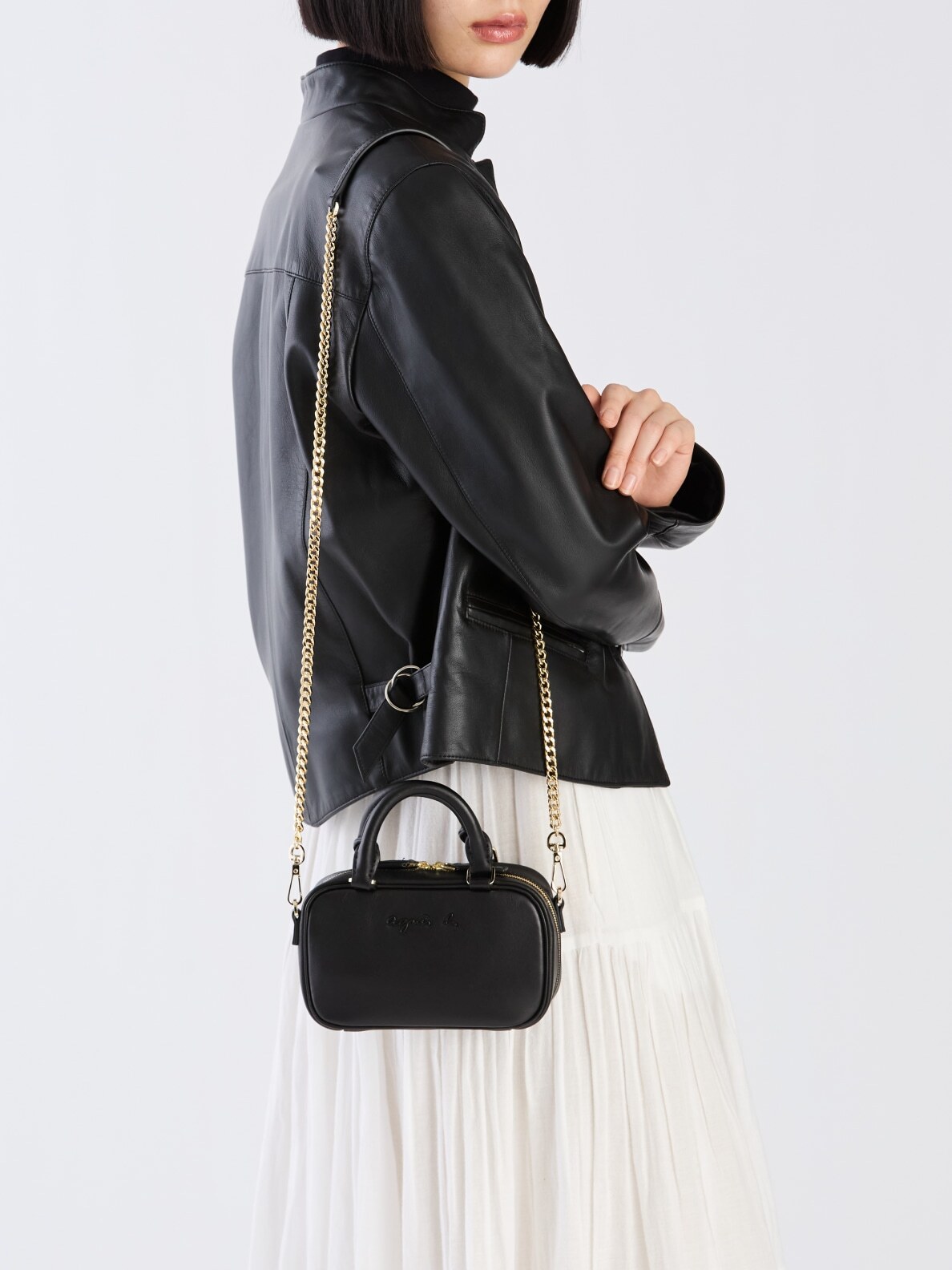 WOMEN'S LEATHER 2-WAY BOSTON BAG | agnès b. HK