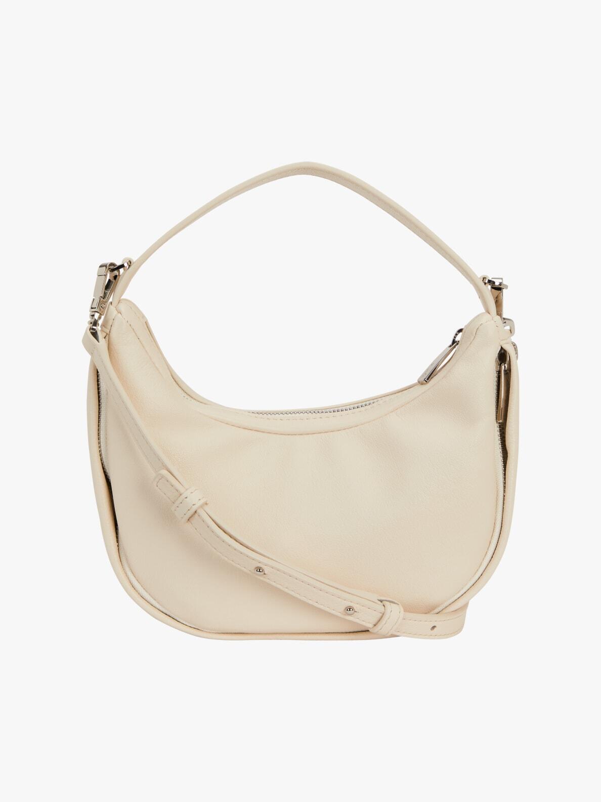 archive agnès b. leather shoulder bag agnes b.VOYAGE Leather Strap Nylon Shoulder Bag Black | PLAYFUL
