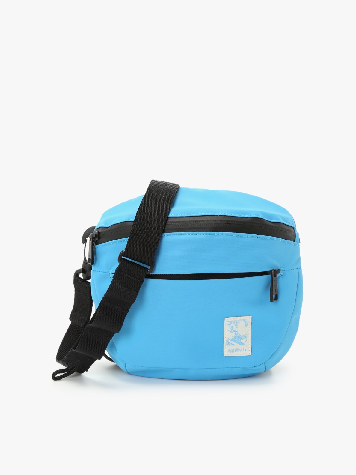 【agnes b.】\"00's messenger bag\" black nylon zipped shoulder bag