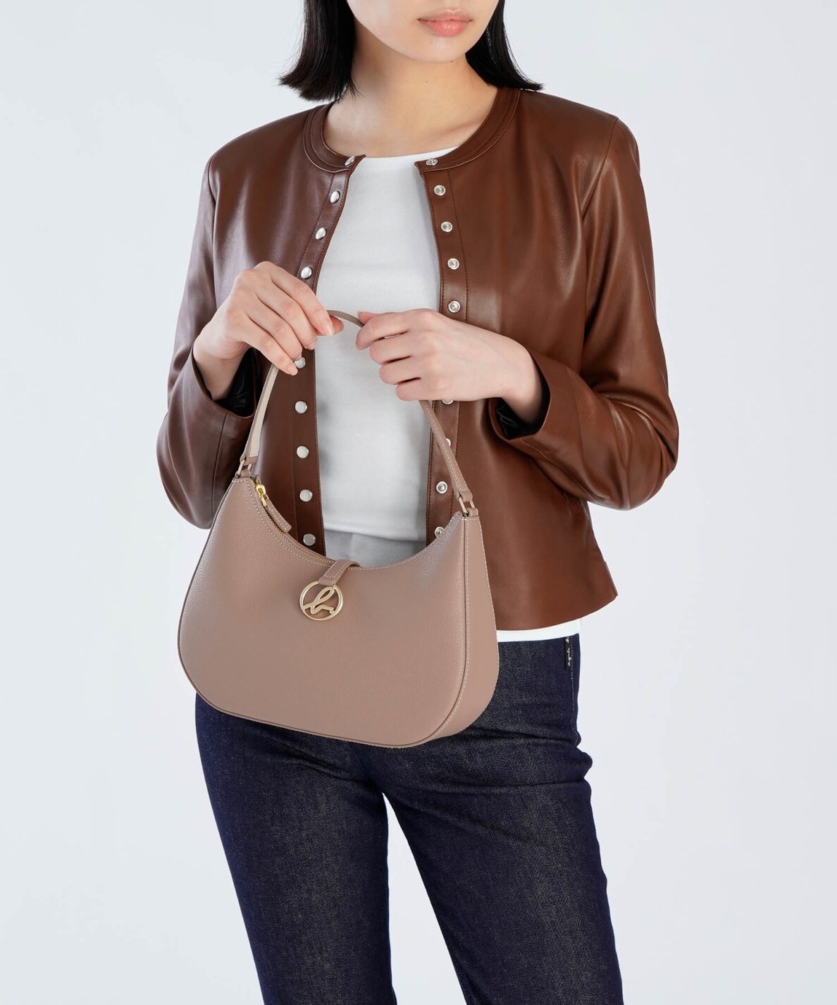 agnès b leather shoulder bag y2k brown WOMEN'S LEATHER SHOULDER BAG | agnès b. HK