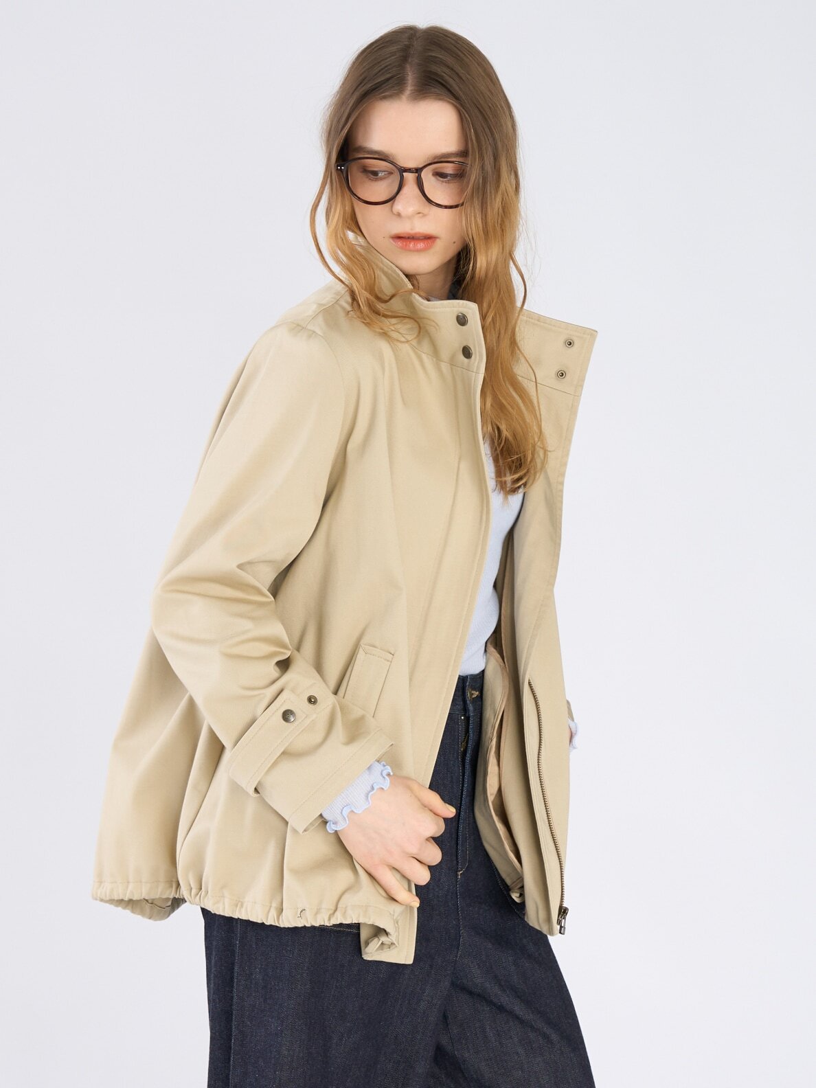 ジャケット・アウター agnes.b. / Stand collar coat WOMEN'S COTTON STAND COLLAR ZIP-UP SHORT COAT | agnès b. HK