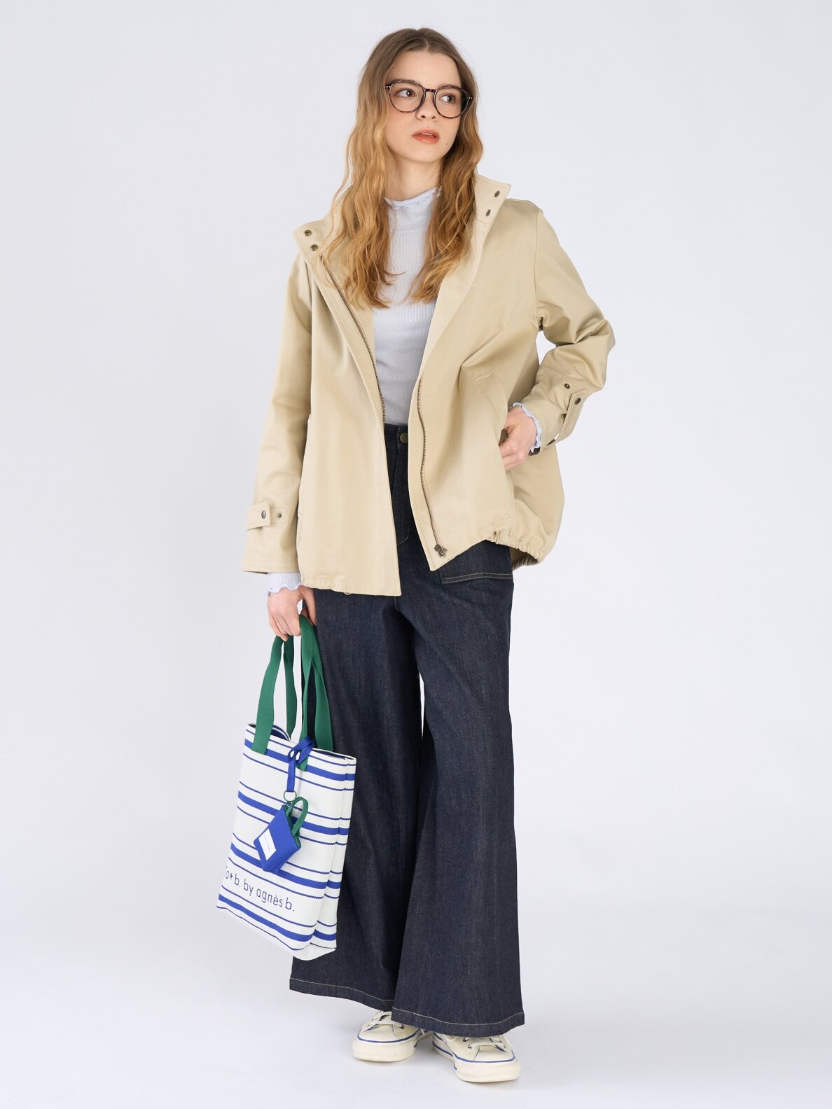 WOMEN'S COTTON STAND COLLAR ZIP-UP SHORT COAT | agnès b. HK