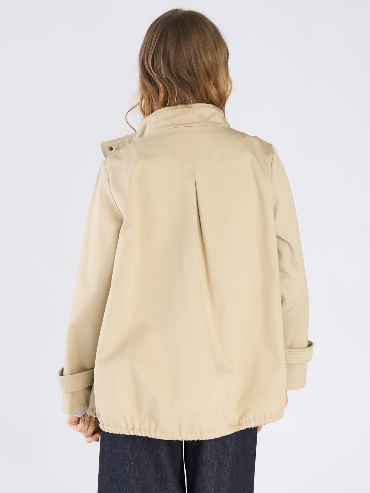 WOMEN'S COTTON STAND COLLAR ZIP-UP SHORT COAT | agnès b. HK