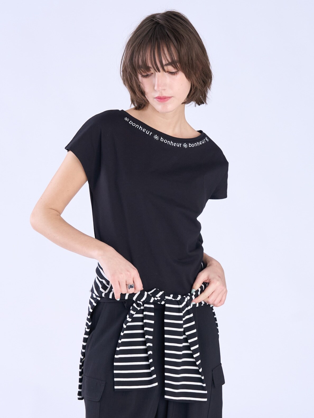 トップス 90s agnes b. border l/s black yellow WOMEN 's T-shirts & Tank tops | agnès b. HK