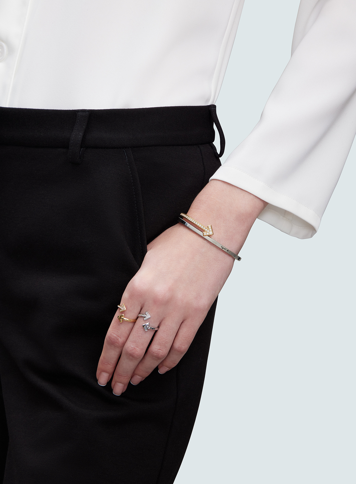 ★agnes b. Connect Chain 2重スタイリッシュ リング/送料込 □agnes b.□シンプルカップルリング（女性）/送料込 (Agnes b